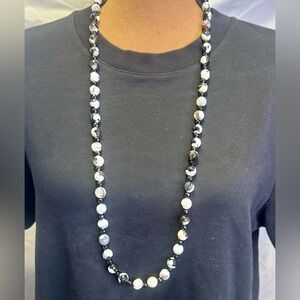 Jay King Desert Rose Trading Sterling Silver Black Onyx White Tan Agate Necklace